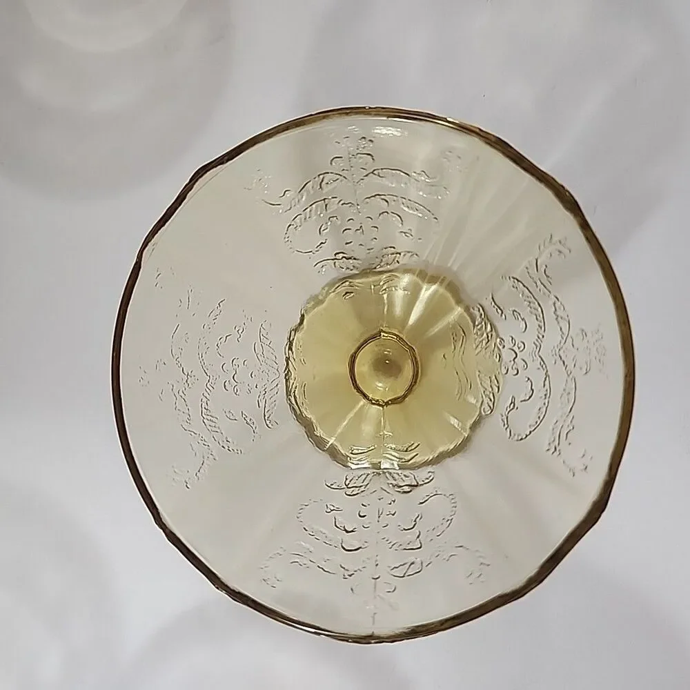 Federal Depression Glass Amber Footed Madrid Cone & Patrician Spoke Dessert Cups